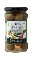 Зеленые оливки фаршированные пастой из перца «Ophellia» 314 г