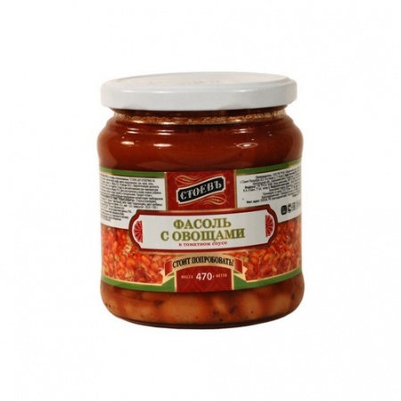 Фасоль с овощами в томатном соусе «Стоевъ» 470 г