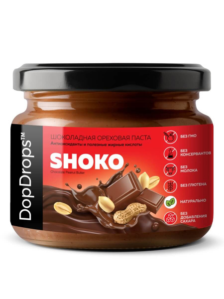 Паста шоколад и арахис Shoko Peanut Butter «DopDrops» 250 г