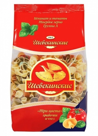 Макаронные изделия грибочки три цвета с томатами и шпинатом «Шебекинские» 350 г