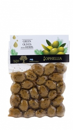 Зеленые оливки с травами в вакууме «Ophellia» 250 г