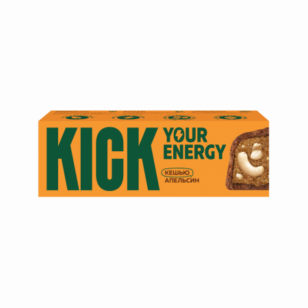 Кешью батончик с какао и маслом апельсина в карамельном шоколаде «KICK YOUR ENERGY» 45 г