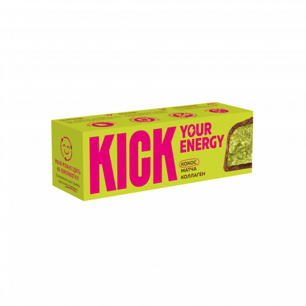 Кокосовый батончик с матчей и коллагеном в карамельном шоколаде «KICK YOUR ENERGY» 45 г