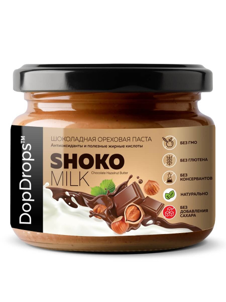 Паста молочный шоколад с фундуком Shoko Milk Hazelnut Butter «DopDrops» 250 г
